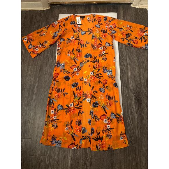 Jessica Simpson Sunkissed Florals Blakely Orange Duster Kimono S Resortwear Boho - Picture 6 of 10